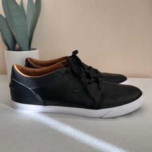 Lacoste Bayliss Black Vegan Leather Lace Up Sneakers Men’s 11.5